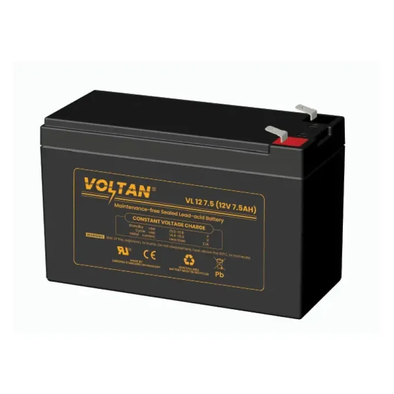 Voltan 12V 7.5Ah Sealed Lead Acid UPS Battery, Copper T1 Terminal
