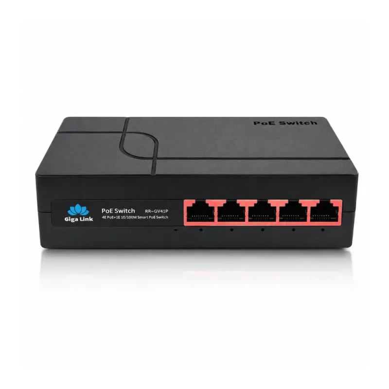 Gigalink RR-GV41P 5 Port PoE+ Switch, 4 PoE + 1 Uplink, 65W
