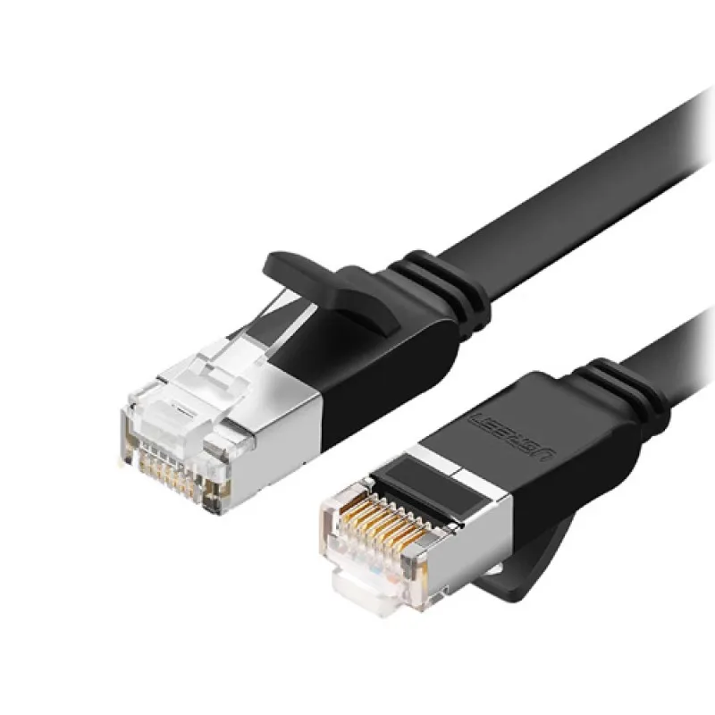 UGREEN Cat6 Pure Copper Flat LAN Cable 2 Meter, Anti-Tangle, Black (50185)