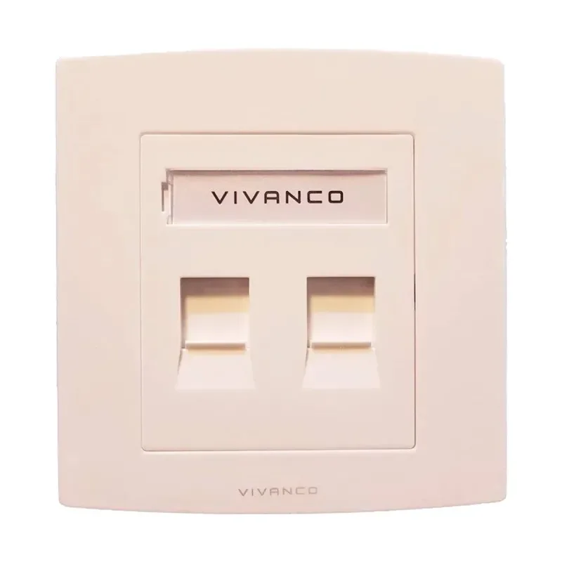 Vivanco VCA20 2-Port Network Faceplate with Shutter, Black Walnut