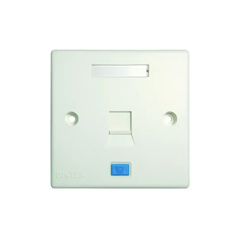 Dintek 1303-12011CH 1-Port Wall Plate with Shutter, 86 x 86mm