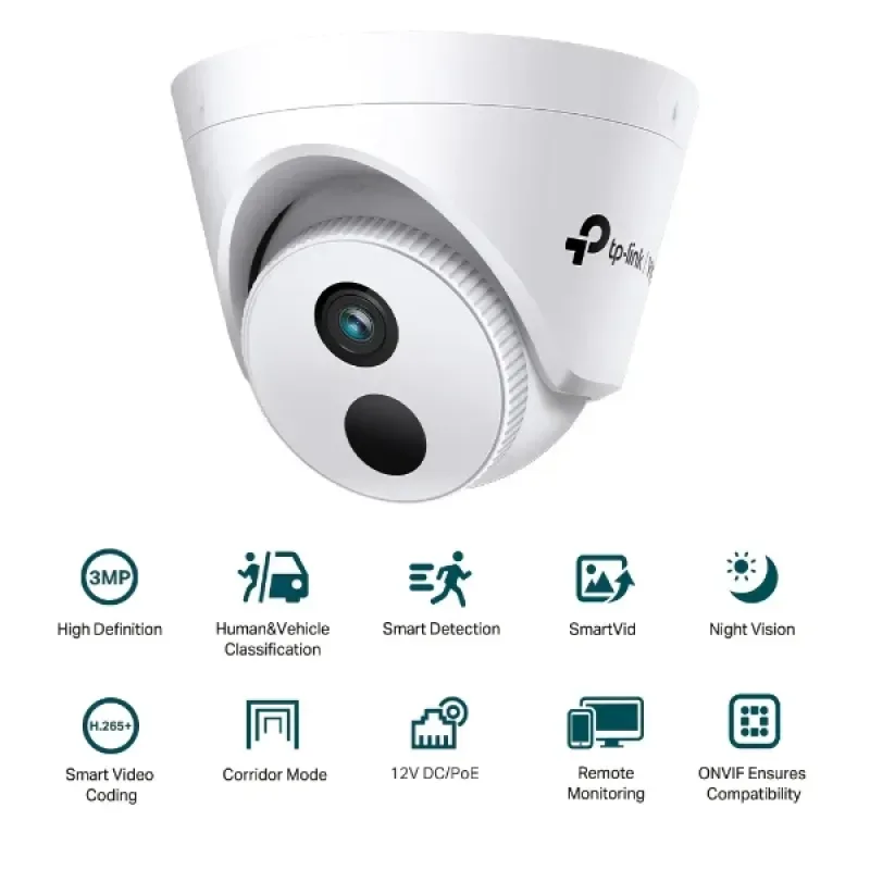 TP-Link VIGI C430I 3MP IR Turret IP Camera, 2.8mm, PoE, Smart Detection