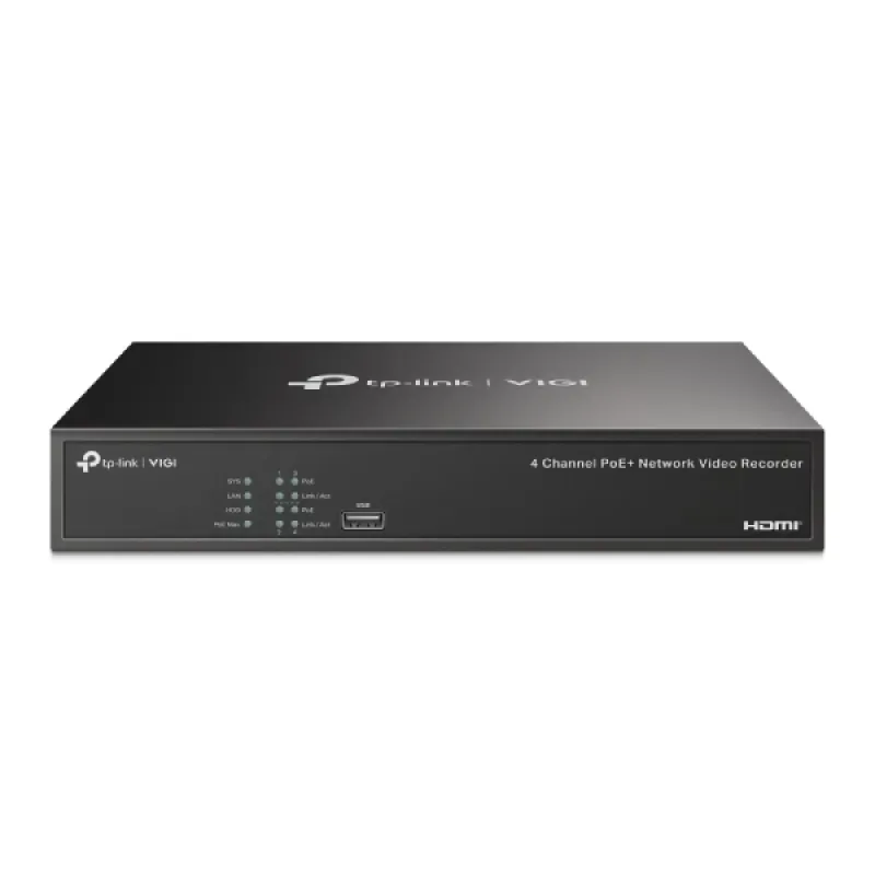 TP-Link VIGI NVR1004H-4P 4-Channel PoE+ NVR, Up to 8MP, 4K HDMI, 16TB