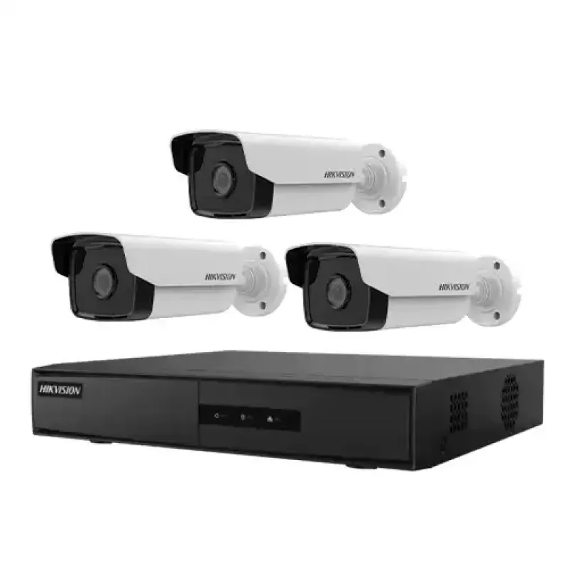Hikvision 3-Camera IP Camera Package with DS-2CD1T23G0-I, 4-Channel NVR, 500GB HDD and 5-Port Switch