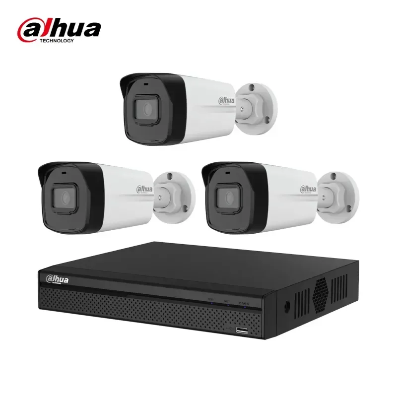 Dahua 3-Camera IP Camera Package with DH-IPC-HFW1230TL2-S5, 4-Channel NVR, 500GB HDD and 5-Port Switch