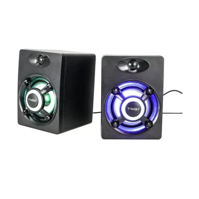 T-WOLF S1 RGB 2.0 Wired Gaming Speaker, 6W, 3.5mm AUX and USB Power